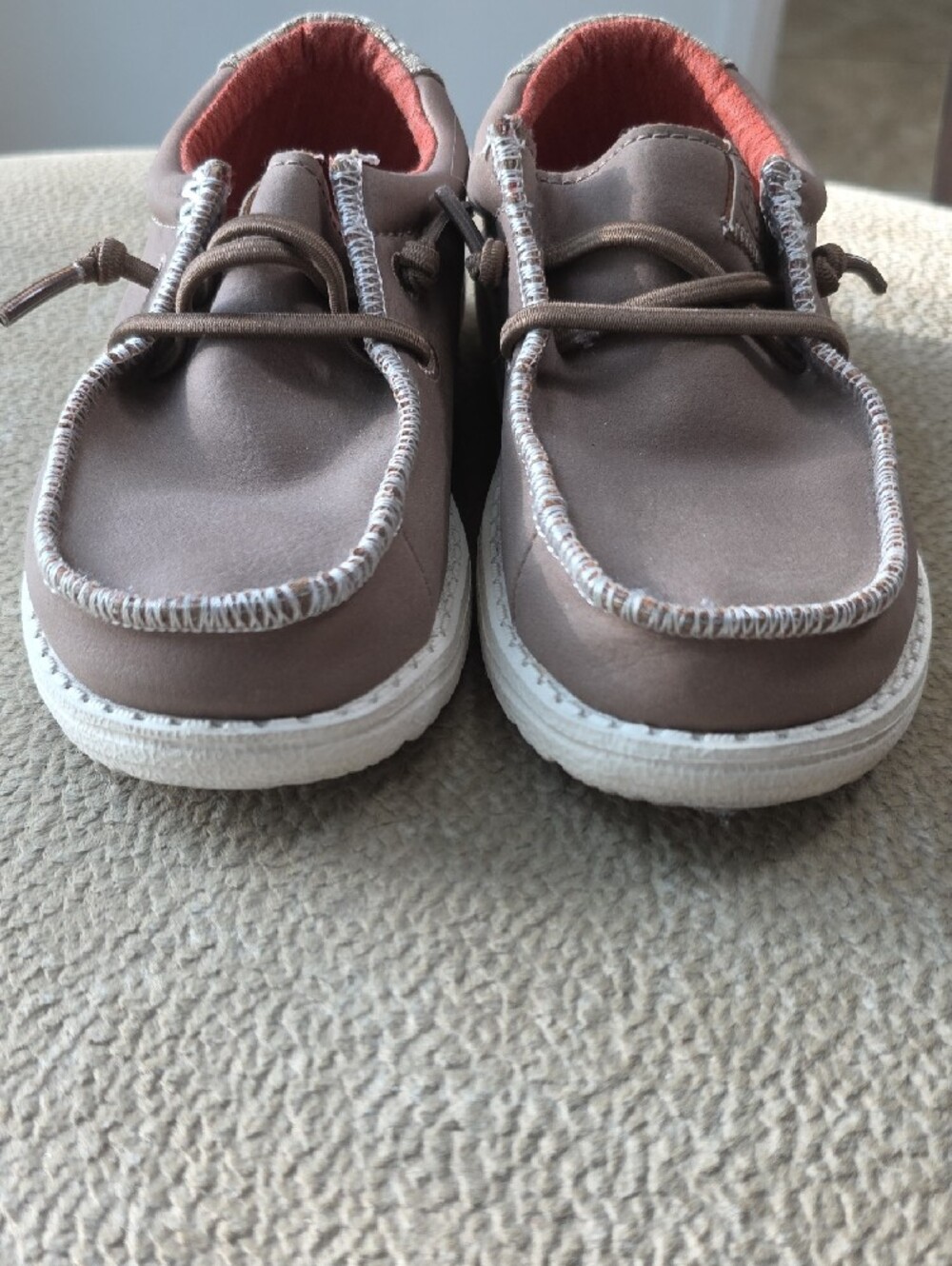 Hey Dude Kids Taupe Sneakers with Coral Lining - Picture 3 of 10